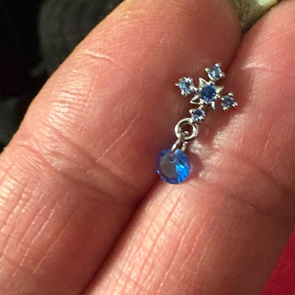 Nose Ring- Blue Cross  Nose Stud Ring 20 G Stainless Steel Stud NoseRing